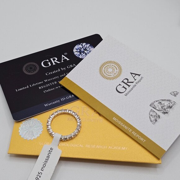 Sterling Silver 925 Rhodium Plated Moissanite Eternity Band 2.75mm Ring - Picture 12 of 12